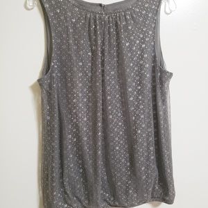 New York & Company Grey Metallic Sleeveless Blouse